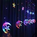 Ramadan Eid Lights 8.2ft Star Window Curtain Lights 12 Stars 138 LED 12 Drop Fairy String Lights with 8 Flashing Modes Decoration for Indoor Ramadan Party Bedroom Wedding