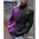 Men's Fashion Casual Blazer Jacket Fleece Chest Pocket Blazer Plus Size Regular Tailored Fit Solid Colored Double Breasted Six-buttons Purple Grey 2024