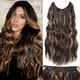 Hair Extensions 20 Inch Long Wavy Blonde Hair Extensions with Invisible Wire Adjustable Size 4 Secure Clips in Hair Extensions for Women