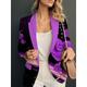Women's Blazer Valentine's Day Print Floral Casual / Daily Fashion Outerwear Long Sleeve Summer Royal Blue S
