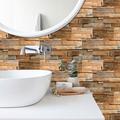 6pcs Stone Wooden Pattern Wall Panels, Stone Peel And Stick Wall Tile Sticker, Kitchen Self-adhesive Faux Stone Wallpaper Stone Wall Decor Waterproof, Room Decor, Home Decor 15x30cm(5.9''x11.8'')