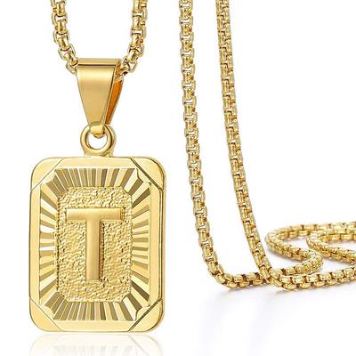 hip-hop men's necklace square letter necklace 26 english letters pendant necklace jewelry