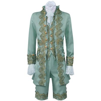 Retro Vintage Medieval Renaissance Ball Gown Coat Pants Outfits Masquerade Vest Prince Gentleman Men's Embroidered Carnival Party Coat