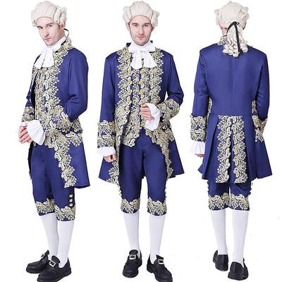 Rococo Baroque Victorian Outfits Fancy Dress Men's Royal Halloween Carnival Performance Party Masquerade Adults' Coat Pants Collar All Seasons