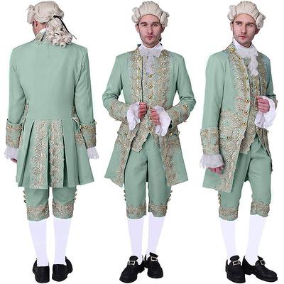 Rococo Baroque Victorian Outfits Men's Royal Halloween Carnival Performance Party Masquerade Adults' Coat Pants Collar All Seasons