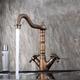 Antique Copper Bathroom Sink Faucet,Centerset Two Handles One Hole Bath Taps with Hot and Cold Switch and Ceramic Valve