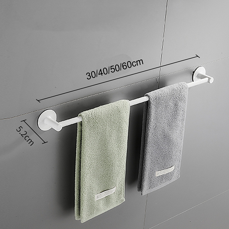 Non Perforated Towel Rack Bathroom Rack Space Aluminum Black Wall Hanging Round Bottom Single Pole Double-Layer Towel Bar