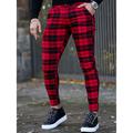 Men's Trousers Chinos Chino Pants Plaid Dress Pants Pocket Plaid Comfort Breathable Outdoor Daily Going out Cotton Blend Fashion Streetwear White Red