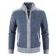 Men's Sweater Cardigan Zip Sweater Sweater Jacket Fleece Sweater Knit Knitted Color Block Shirt Collar Stylish Casual Outdoor Sport Clothing Apparel Fall Winter Blue Light Grey S M L