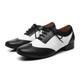 Men's Latin Shoes Ballroom Shoes Modern Shoes ShoesFor Men Professional Ballroom Dance Waltz Leatherette Loafers Party /Prom Fashion Splicing Thick Heel Closed Toe Lace-up Adults' Black / White Black