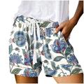 Women's Shorts Floral Plants Flower / Floral Print Short Micro-elastic Mid Rise Shorts Boho Casual Daily Wear Pearl White S M Summer Spring