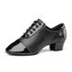 Men's Latin Shoes Practice Trainning Dance Shoes ShoesFor Men Indoor Party /Prom Evening Stylish Splicing Sequins Thick Heel Pointed Toe Lace-up Teenager White Black / Leather