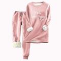 Women's Sweatshirt Tracksuit Pants Sets Fleece Letter Casual Daily Black Pink Wine Drawstring Print Long Sleeve Warm Daily Round Neck Regular Fit Fall Winter