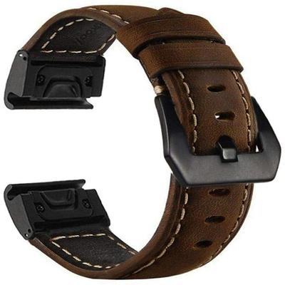 Watch Band for Garmin Fenix 7 7S 7X 6 Pro Instinct 2X Solar Forerunner 955 945 Epix Approach S62 Enduro Tactix Marq Descent G1 Quatix Genuine Leather Replacement Strap Quick Fit 20 22 26mm Leather