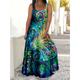 Women's Plus Size Curve Casual Dress Swing Dress Strap Dress Butterfly Peacock Long Dress Maxi Dress Sleeveless Print Strap Romantic Daily Deep Green Multicolor Summer Spring L XL XXL 3XL 4XL