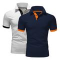 2 Pack Men's Polo Shirt Golf Shirt Sports Lapel T Shirt Short Sleeve Fashion Basic Color Summer Regular Fit Dark Blue White Blue White Black Golf T Shirt