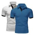 2 Pack Men's Polo Shirt Golf Shirt Sports Lapel T Shirt Short Sleeve Fashion Basic Color Summer Regular Fit Dark Blue White Blue White Black Golf T Shirt