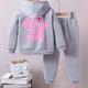 2 Pieces Kids Girls' Graphic Side Stripe Hoodie Sweatpants Set Set Long Sleeve Active School Cotton 7-13 Years Spring TZ86-grey clothes and gray pants TZ83-black TZ86-Black clothes and black pants