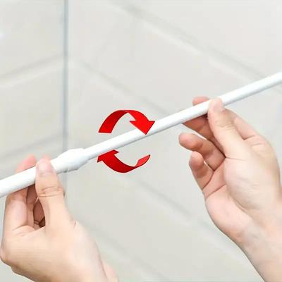 White Tension Curtain Rod Spring Rods Expandable Curtain Rod Adjustable, for Bathroom, Kitchen, Window, Cupboard, Wardrobe, Bookshelf DIY Projects