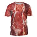 Funny Raw Meat T-shirt Anime Classic Street Style T-shirt For Couple's Men's Women's Adults' 3D Print