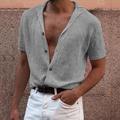 Men's Camp Collar Shirt Cuban Collar Shirt Gray Short Sleeve Turndown Clothing Apparel