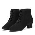 Women's Dance Boots Heel Lace-up Low Heel 3.5cm with two-point rubber sole 5cm with two-point rubber sole