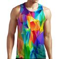 Men's Unisex Shirt Tank Top Undershirt Sleeveless T Shirt for Men Graphic Prints Geometry Round Neck Rainbow 3D Print Plus Size Casual Daily Sleeveless Print Clothing Apparel Designer Basic Big and