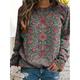 Women's Sweatshirt Pullover Floral Vintage Ethnic Street Casual Red Blue Green Vintage Sports Fashion Round Neck Long Sleeve Top Micro-elastic Fall Winter