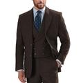 Men's Tweed Vintage Wedding Suits Herringbone 3 Piece Solid Colored Tailored Fit Single Breasted Two-buttons Dark Khaki Burgundy Blue 2024