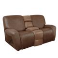 2 Seater Recliner Cover Stretch Love Seat Reclining Sofa Cover, Like Leather Couch Slipcover with Elastic Loop, Anti-cat Scratch Furniture Protector for Dogs Pet