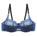 Women's Lace Bras Underwire Bras Fixed Straps Adjustable Full Coverage V Neck Breathable Push Up Pure Color Flower / Floral Hook Eye Date Casual Daily Nylon Sexy 1PC White Blue / Bras Bralettes