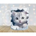 3D Print Kittens Hole In A Wall Mug, Ceramic Coffee Cat Mug 3D Novelty Cat Mugs Cat Lovers Coffee Mug Cat Club Cup White Ceramic Mug Gifts For Men Women