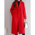 Women's Winter Coat Long Overcoat Double Breasted Lapel Pea Coat Thermal Warm Windproof Trench Coat Stylish Contemporary Modern Jacket Long Sleeve with Pockets Black Yellow Red