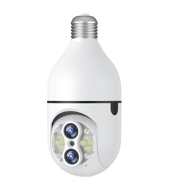 Upgraded Dual Lens 10XHybrid Zoom Light Bulb Security Camera WIFI 360 Auto Tracking Security Camera Color Night Vision Siren Light Alarm PTZ IP Camera For Home Security