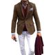 Men's Retro Vintage Tweed Blazer Herringbone Blazer Regular Plus Size Single Breasted Two-buttons Black Brown Green khaki 2024