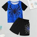 Boys 3D Spider Tee Shorts Pajama Sets Short Sleeve 3D Print Summer Active Fashion Daily Polyester Kids 3-12 Years Crew Neck Home Causal Indoor Regular Fit