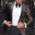 Men's Fashion Disco Sequin Blazer Jacket Leopard Blazer Plus Size Regular Tailored Fit Single Breasted One-button Black Gold Silver Red Royal Blue 2024