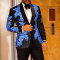 Black Gold/Red/Blue Men's Prom Suits Sequin Party Tuxedos Suits Prom Disco Sparkly Suits 2 Piece Leaf Shawl Collar Tailored Fit Single Breasted One-button 2024