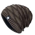 Men's Beanie Hat Winter Hats Cap Knit Cuffed Black Wine Acrylic Fibers Knitted Fleece Fashion Traditional / Classic Outdoor clothing Casual Daily Plain Warm