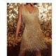 Women's Party Dress Fringe Dress Short Mini Dress White Gold Sleeveless Pure Color Tassel Fringe Spring Summer Spaghetti Strap Party Sexy Gatsby Party 2023 S M L XL XXL / Winter