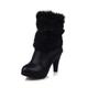 Women's Boots Valentines Gifts Heel Boots Party Color Block Fleece Lined Booties Ankle Boots Winter Fur Trim Bowknot Platform High Heel Chunky Heel Round Toe Sweet Faux Leather Loafer Black White Pink