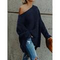 Women's Pullover Sweater Jumper One Shoulder Ribbed Knit Polyester Cold Shoulder Fall Winter Short Daily Going out Weekend Stylish Casual Soft Long Sleeve Solid Color Pink Navy Blue Beige XS S M