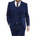 Men's Tweed Herringbone Suits Vintage Retro Suits 3 Piece Plus Size Solid Colored Tailored Fit Single Breasted Two-buttons Burgundy Dark Navy Royal Blue 2024