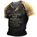 Do N'T Piss Off Old People Vintage Mens 3D Shirt Blue Summer Cotton Graphic Color Block Letter Fashion Designer Comfortable Men'S 3D Print Henley Tee Outdoor Casual Daily Black Brown