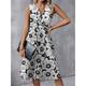 Women's Casual Dress A Line Dress Floral Print Knot Front V Neck Midi Dress Streetwear A Line Holiday Date Sleeveless Regular Fit Black Blue Purple Summer Spring S M L XL XXL