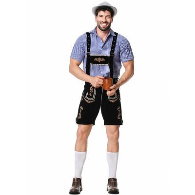 Oktoberfest Beer Costume Lederhosen Shirt Bavarian Bavarian German Wiesn Men's Traditional Style Cloth Blouse Shorts Hat