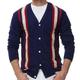 Men's Cardigan Sweater Knit Sweater Ribbed Knit Cropped Button Up Color Block V Neck Warm Ups Modern Contemporary Casual Daily Wear Clothing Apparel Fall Winter Dark Navy Brown M L XL