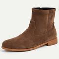 Men's Boots Cowboy Boots Retro Suede Shoes Walking Casual British Daily PU Slip Resistant Wear Resistance Booties / Ankle Boots Zipper Brown Fall Winter