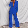 Women's Blazer Suits 2 Pcs Single Breasted Lapel Blazer Pants Fall Fashion Party Outfit Business Formal Jacket Set Black Blue Pink