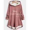 Women's Hoodie Sweatshirt Pullover Sherpa Fleece Lined Letter Casual Sports Print Button Light Pink Pink Blue Warm Fuzzy Hoodie Long Sleeve Top Micro-elastic Fall Winter